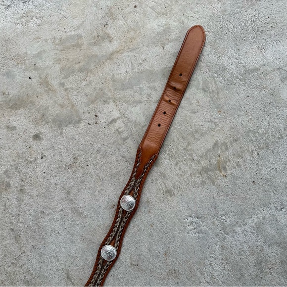 Men’s Authentic Tony Lama Vintage Brown Braided Western Leather Concho Belt 36 - Picture 11 of 16